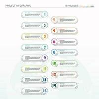 Infographic with 15 steps, process or options. vector