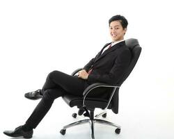 South east Asian young Chinese Indian man woman wearing formal business office ware on white background pose expression photo