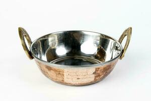 double layered copper bottom cooking serving pot photo