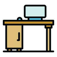 Smart office workspace icon vector flat