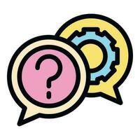 Brainstorming gear chat icon vector flat