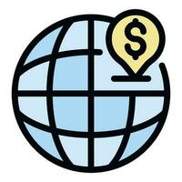 global financiero apoyo icono vector plano