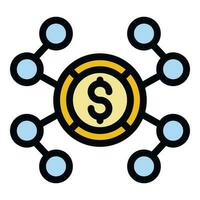 Money network icon vector flat