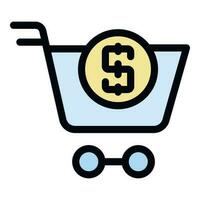 Cart money icon vector flat