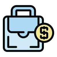 Suitcase money icon vector flat