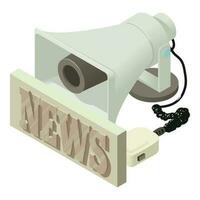 News symbol icon isometric vector. News inscription and new outdoor loudspeaker vector