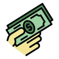 Hand cash icon vector flat