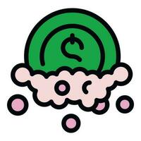 Laundry money wash foam icon vector flat