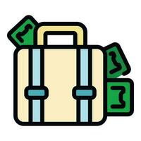 Laundry money suitcase icon vector flat