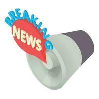 World news icon isometric vector. Breaking news symbol and outdoor loudspeaker vector