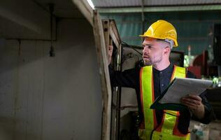 The engineer inspects the electrical system and repairs the mechanical system in the machine control cabinet. in order for the machine to return to normal operation photo