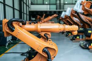 Robot warehouse, a place to store robotic arm to inspect, program and test before delivering to customers. photo