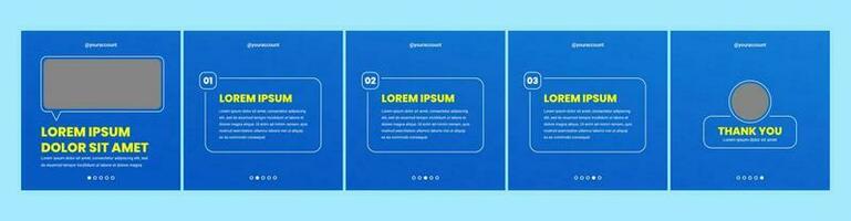 carousel or microblog slide template for social media post. social media template with blue color theme vector