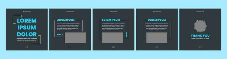 carousel or microblog slide template layout for social media post. social media template with blue and black color theme vector