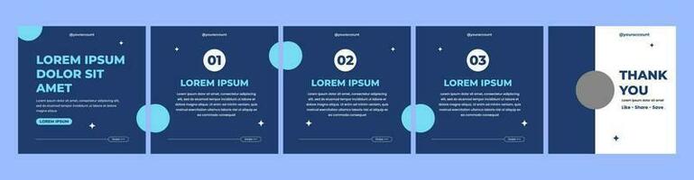 carousel or microblog slide template for social media post. social media template with dark blue color theme vector