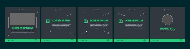 carousel or microblog slide template for social media post. social media template with dark color theme