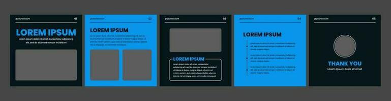 carousel or microblog slide template layout for social media post. social media template with blue and black color theme vector