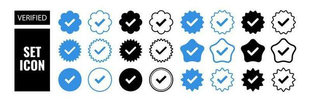 Checkmark sign. Verified symbol. Verified badge profile. Social media account verification. Verified badge profile set. Checklist icon vector