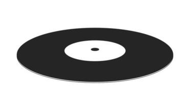 Vinyl record line art vector cartoon icon. Cd disk. 70s disco. Editorial, magazine spot illustration black and white. Outline object isolated on white. Editable 2D simple drawing, graphic design