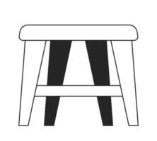 Stool seat line art vector cartoon icon. Home decor furniture. Editorial, magazine spot illustration black and white. Outline object isolated on white. Editable 2D simple drawing, graphic design