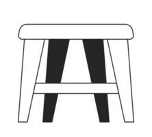 Stool seat line art vector cartoon icon. Home decor furniture. Editorial, magazine spot illustration black and white. Outline object isolated on white. Editable 2D simple drawing, graphic design