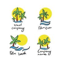 Set of palm Tree Sunset for vacation holiday vector logo design.Vector illustration.