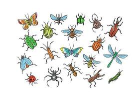Set of insects in color drawn in doodle style.Hand made.Vector illustration. vector