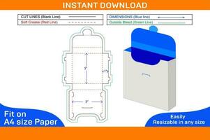 Labeling cardboard box or paper packaging dieline template and 3D vector file Box dieline and 3D box