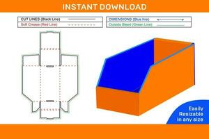 apilable almacenamiento y compartimiento caja dieline modelo y 3d caja diseño fácilmente editable y redimensionable caja dieline y 3d caja vector