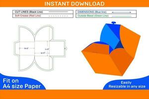 Surprise birth day Gift box dieline template and 3d box template design Box dieline and 3D box vector