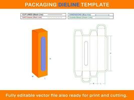 lápiz labial caja dieline modelo vector