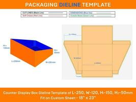 Cardboard Counter Display Box Delline Template for Corrugated L 250xW 220xH1 150xH2 50mm vector