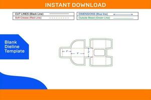 Packaging paper display cake box template and 3d box design vector file Blank dieline template