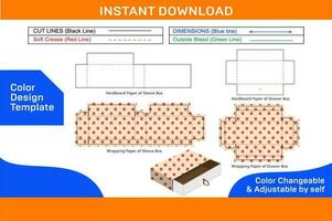 manga cajón caja dieline modelo y 3d caja diseño coloe cambiable y editable color diseño modelo vector