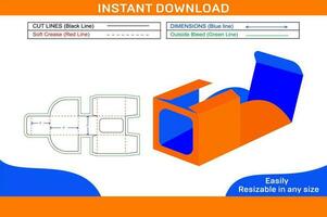 Packaging paper display cake box template and 3d box design vector file Box dieline and 3D box