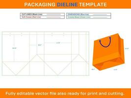 Shopping Bag 13x7x13 inch Dieline Template vector