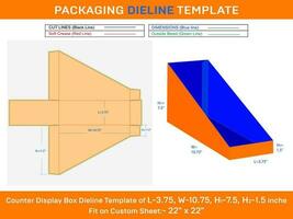 Cardboard Counter Display Box Delline Template for Food Retaile L 3.75xW 10.75xH1 7.5xH2 1.5 inche vector