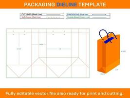 Paper bag Dieline Template 8x4.75x10.25 inch vector