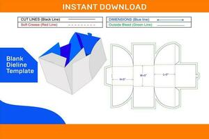 Gift box packaging dieline template and 3D box design color changeable and editable file Blank dieline template vector