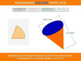 arrollado hielo crema conos dieline modelo re 51.7xh 133 mm vector