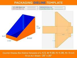 Counter Display Box Delline Template for Cardboard L 5.5xW 9.38xH1 11.38xH2 3 inche vector