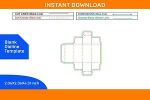 Straight tuck end folding box, Dieline template and 3D box editable easily resizeable Blank dieline template vector