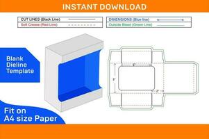 Custom product display box packaging dieline template and 3D box design Blank dieline template vector