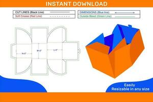 Gift box packaging dieline template and 3D box design color changeable and editable file Box dieline and 3D box vector