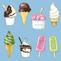 Ice Cream watercolor style vector set