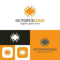 Simple Octopus logo.Minimal Icon Style.Vector Illustration.Black and white.Unique, elegant, modern style. vector