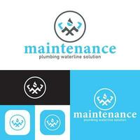 Plumbing service logo. Waterline repair logo.vector illustration. black and white.water drop abstract sign. waterline maintenance logo. vector