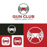 Simple Gun club logo.circle shape. Vector Illustration.Minimal Icon style. Black and white color.Unique, elegant, modern.