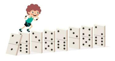 dibujos animados niño jugando con dominó vector