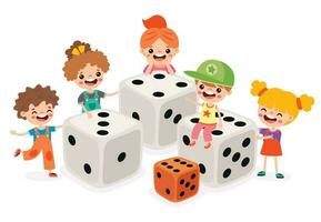 Cartoon Kid Playing With Dice vector